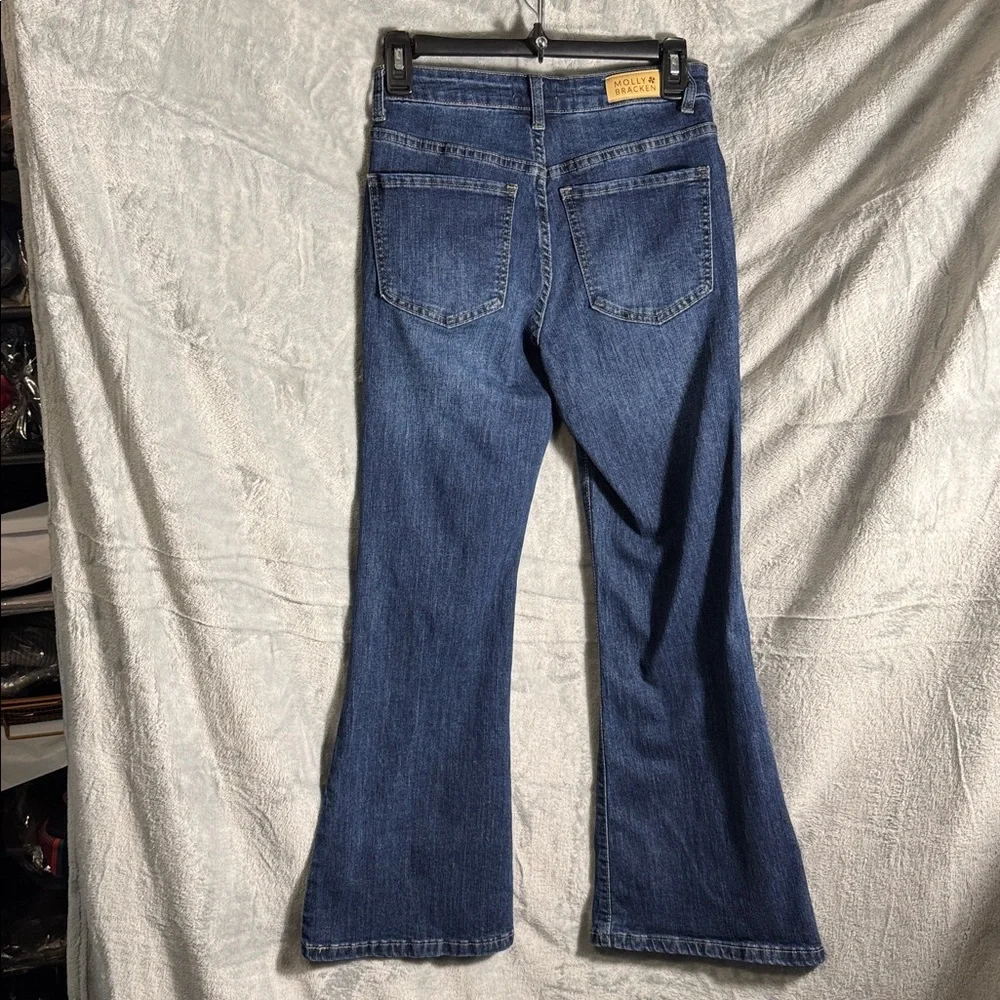 Molly Bracken Blue Flare Jeans women’s size 27 flare 7/8 length‎ medium wash